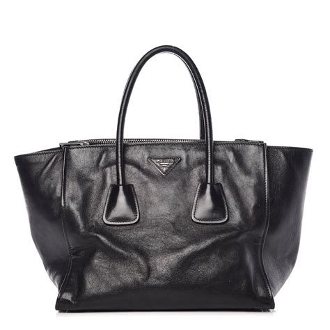 prada glace tote|PRADA Glace Calf Twin Pocket Tote Black .